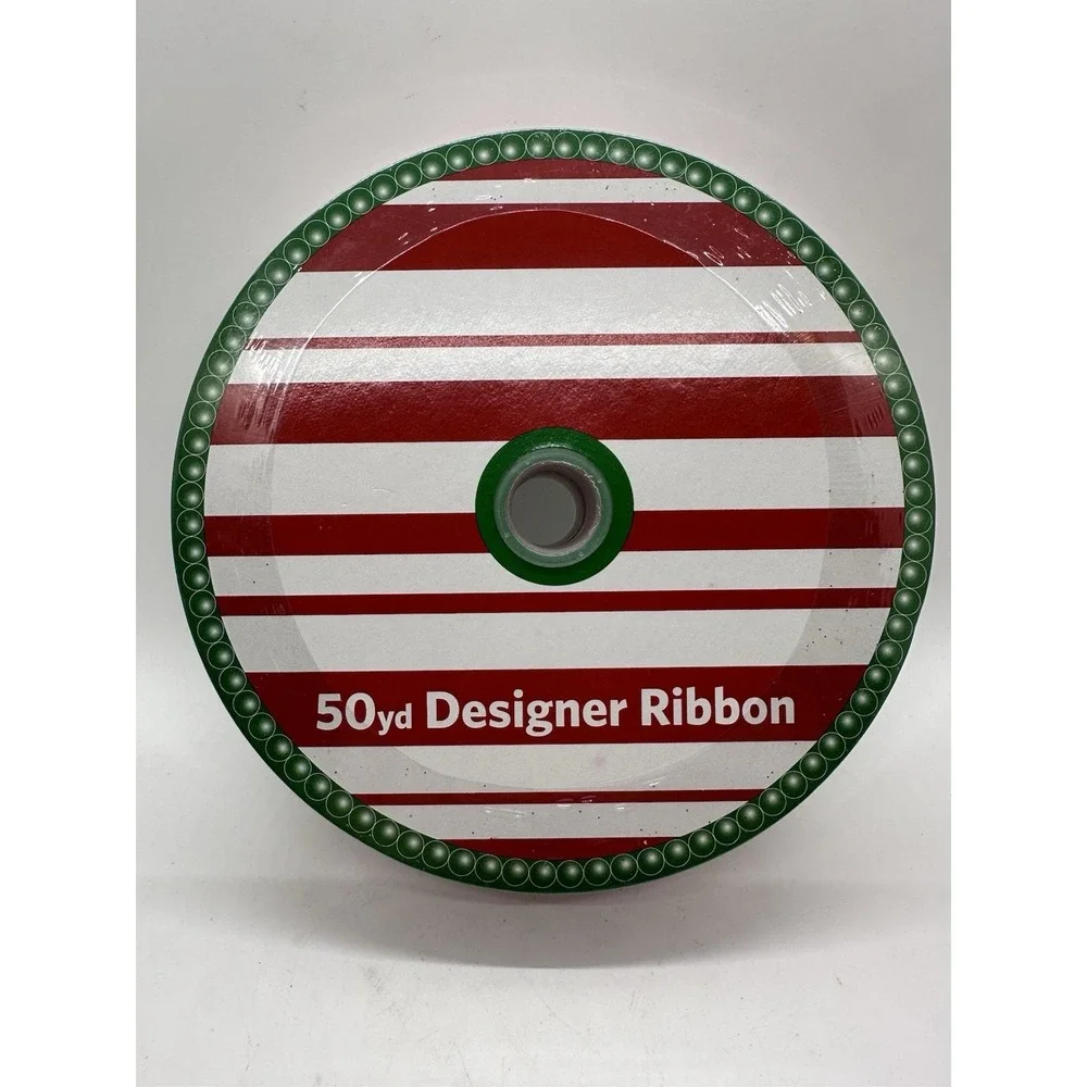50‎ Yards Wired Ribbon Red Glitter Chevron Stripe 1.5